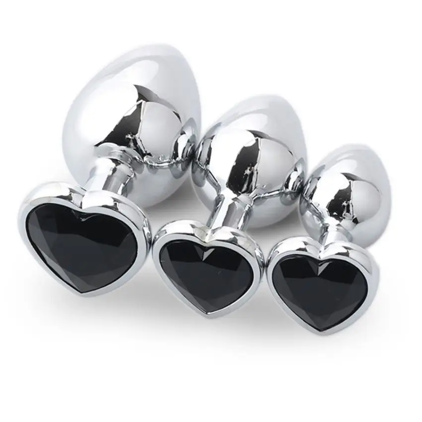 Butt Plug for Anal Plug Adult Sex Toy Heart Shape Diamond Base Metal Anal Plug Sex Toy for Women
