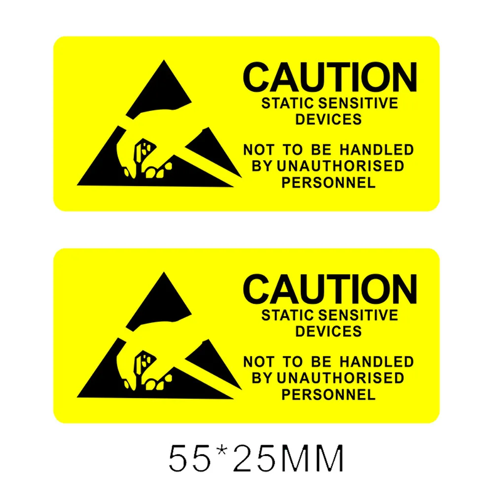 Self Adhesive Yellow Anti-static Warning Label ESD Caution Stickers Electrostatic Sensitive Static Warning Label