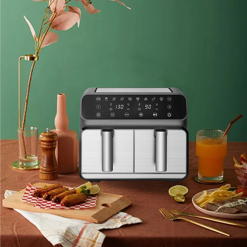 China factory seller us plug 9 liters dual air fryer no oil electric digital hot with low price