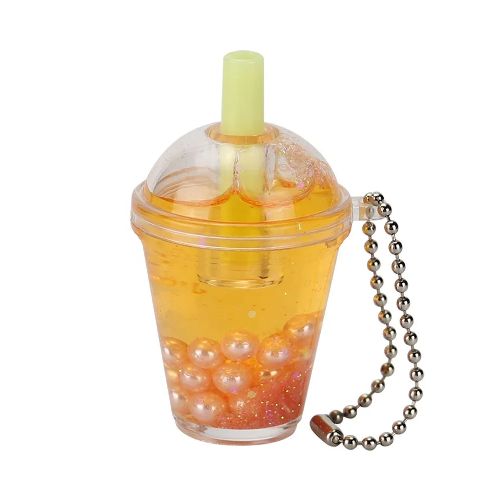 Amazon hottest selling boba milk tea coffee bottle liquid keychain
