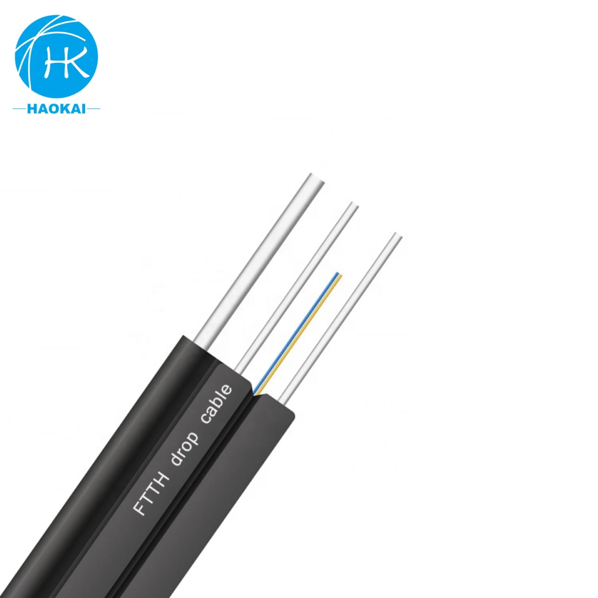 Single Mode G657a Flat Type Optical Drop Fiber Optic Cable Steel Wire FRP KFRP Custom Length FTTH LSZH PVC Price Per Meter GJXH