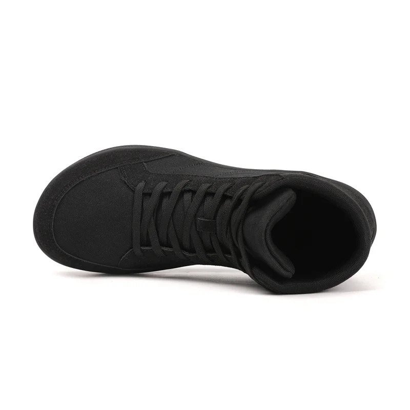 Foot Shaped Rubber Flat Heel High Top Basketball Walking Board Footwear Wide Toe Box Canvas Minimalist Barefoot Shoes