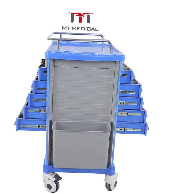 MT MEDICAL Double-sided Hospital furniture ABS Nursing Clinical Medicine Emergency Trolley