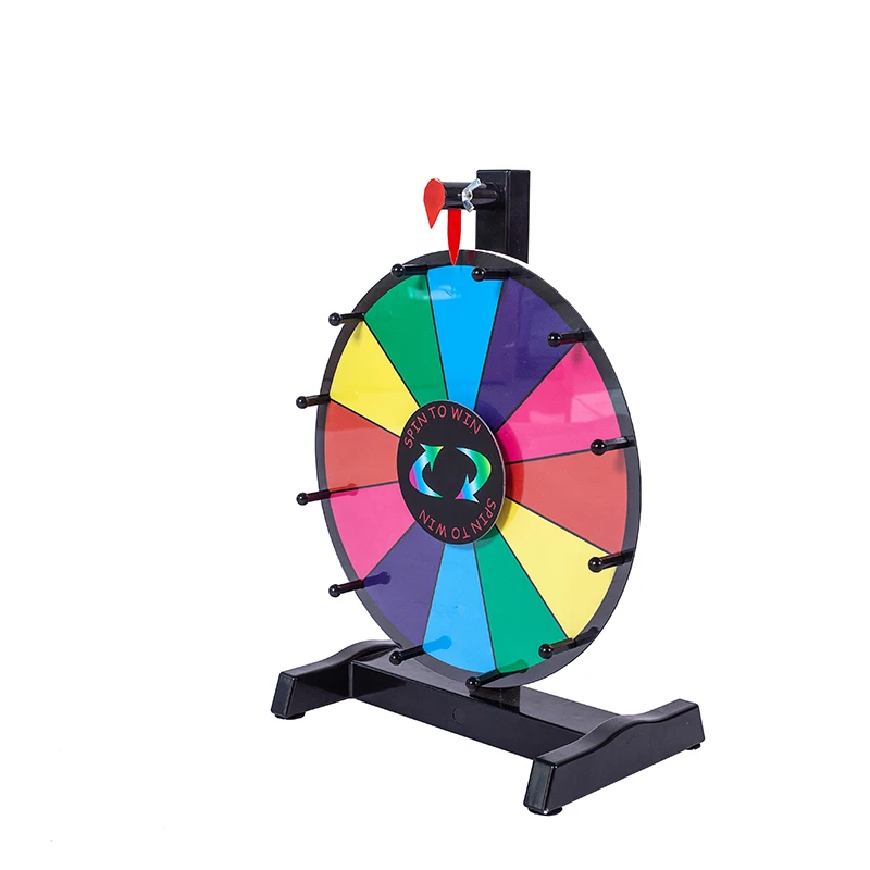 12 Inch Spinning Prize Wheel 14 Slots Color Tabletop Roulette Wheel for Carnival Trade Show and Win Fortune Spin Games