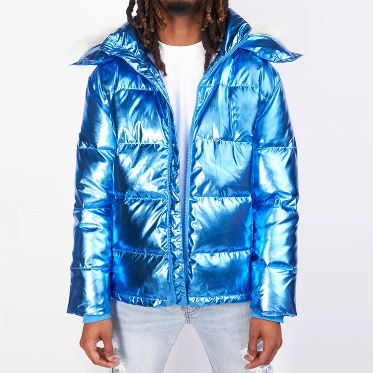 HL manufacturer designer streetwear thick heavyweight down bubble coat men custom high quality luxury shiny puffer jacket