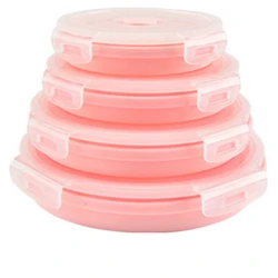 BPA FREE 4PCS Different Sizes Stackable Reusable Silicone Food Container Set