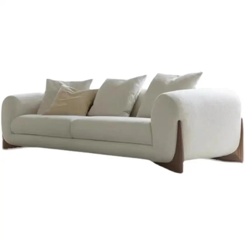 Nordic white sofa set sectional furniture living room wabi-Sabi cream style popular minimalist boucle fabric sofa set Italian