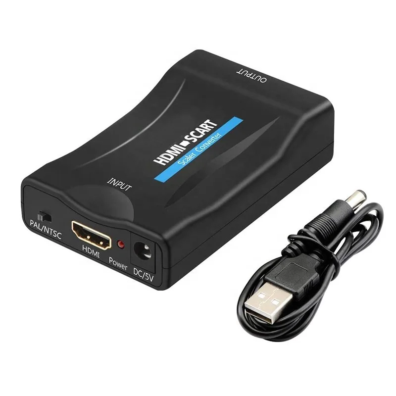 1080P HDTV to Scart Converter Audio Video Adapter Scart to HDTV Adapter For HDTV Sky Box DVD Television Signal Upscale Converter