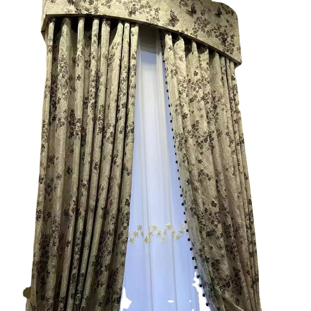 Court style maple leaf embroidery jacquard polyester fabric High quality curtain jacquard fabric Geometric texture fabric