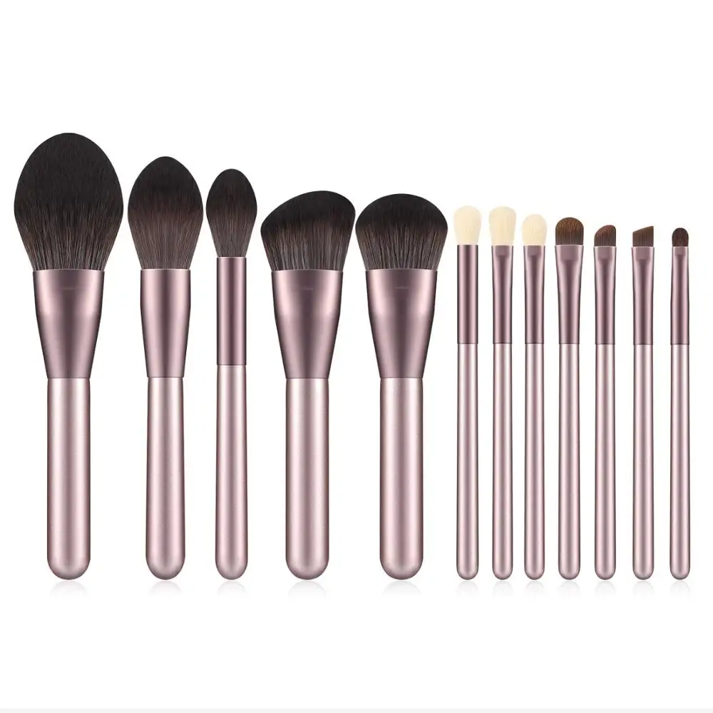 FEIYAN Low Moq Factory Whosale Private Label 12pcs Champagne Make Up Brush Set With Case
