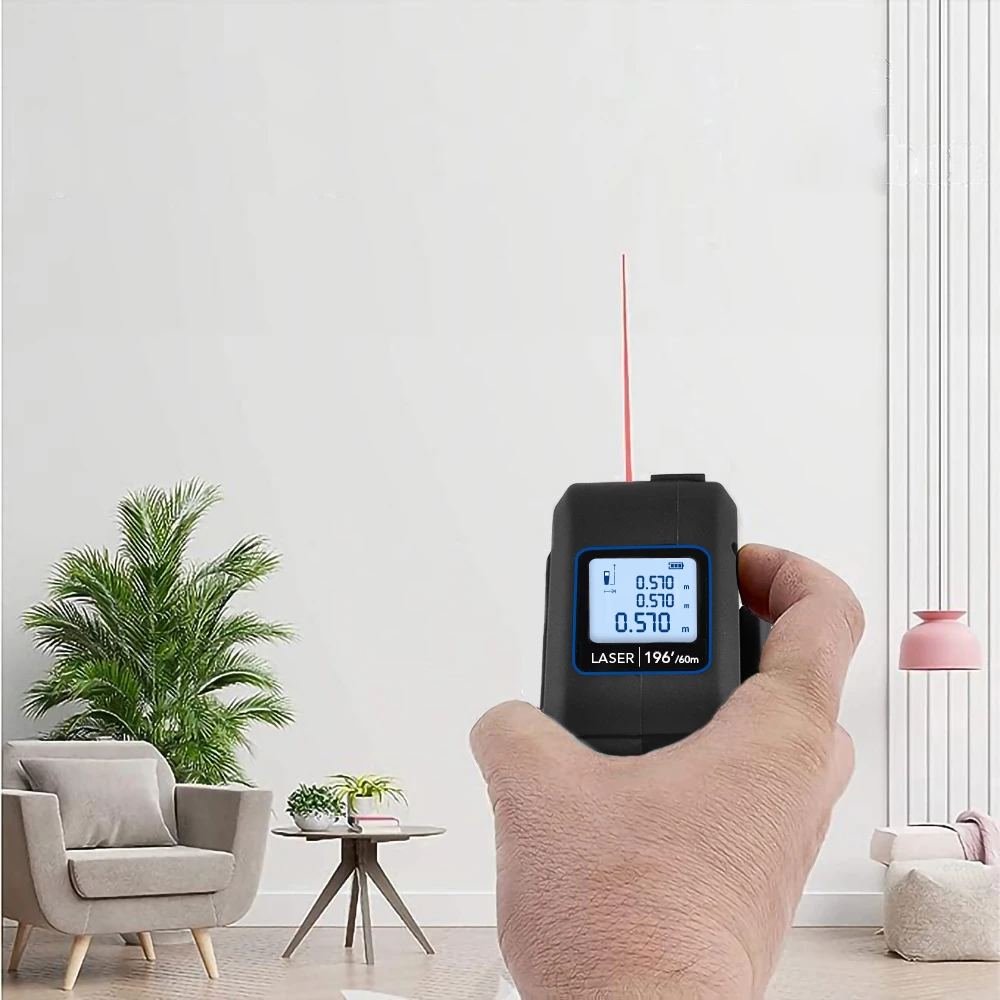 WINTAPE High Precision Laser Tape Measure 196ft Rechargeable Laser Measurement Tool Electronic Steel Tape Measure