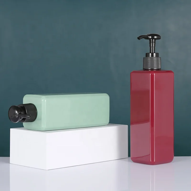 Luxury Shampoo square packaging 250ml Plastic PE Lotion Pump Shampoo Refillable Bottle