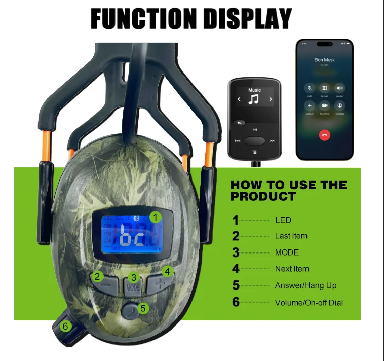 tactical electronic bluetooth earmuff earmuffs active headphones for shooting electronic