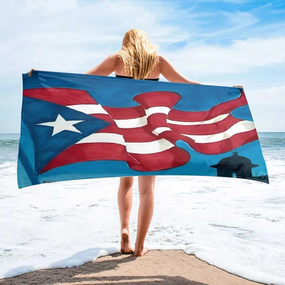 Оптовая продажа сувениров Puerto Rico рекламный подарок на заказ Печать Персонализированные мягкие махровые пляжные полотенца из микрофибры