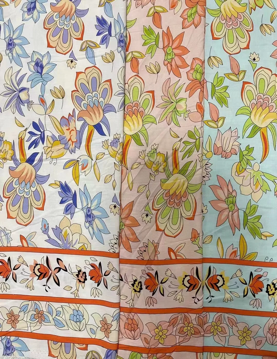 Bilateral Orientation Flower Design Suitable for skirt dresses Printed Custom Fabrics Rayon slub fabric100% rayon Printed fabric