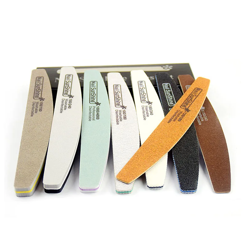 Professional 80/100/150/180/240/1000 Grit Manicure Tools Files Set Nails Sun Shine Half Moon Nail File