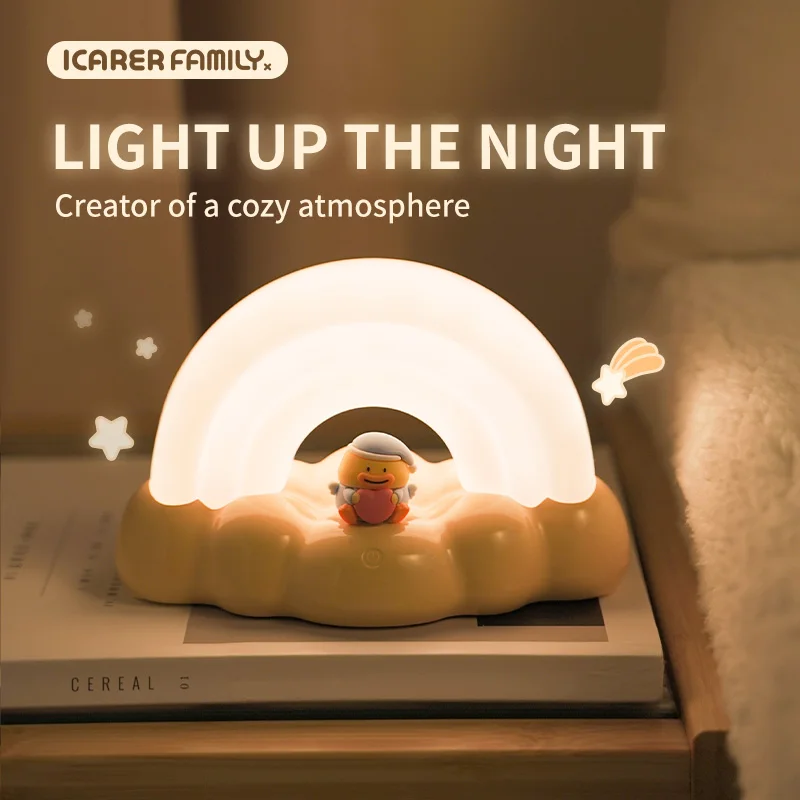 ICARER FAMILY Smart Night Light Smile Rainbow Desk Lamp For Home 5V Battery Night Light