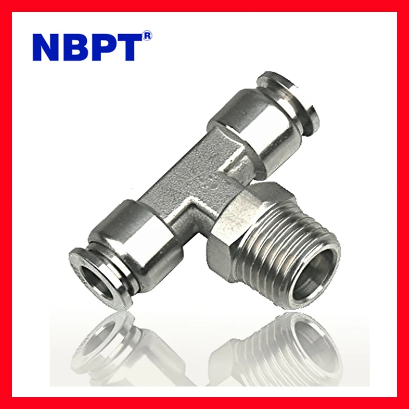 3 Way T Shape External Threaded Male Thread Stainless Quick Connect Fittings 10mm Stainless Steel Pneumatic Fittings