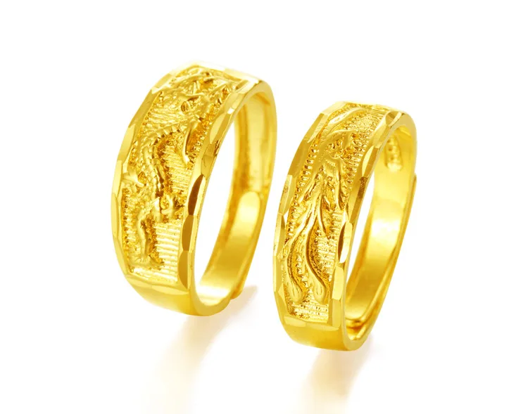 Wholesale 24K Gold Brass Open Adjustable Wedding Couple Rings