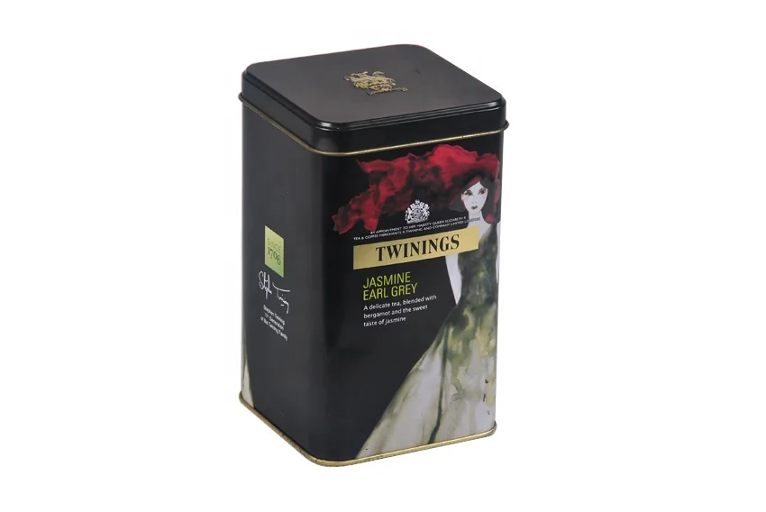 Square cube twinings tea tin box transparent window on lid can be choose