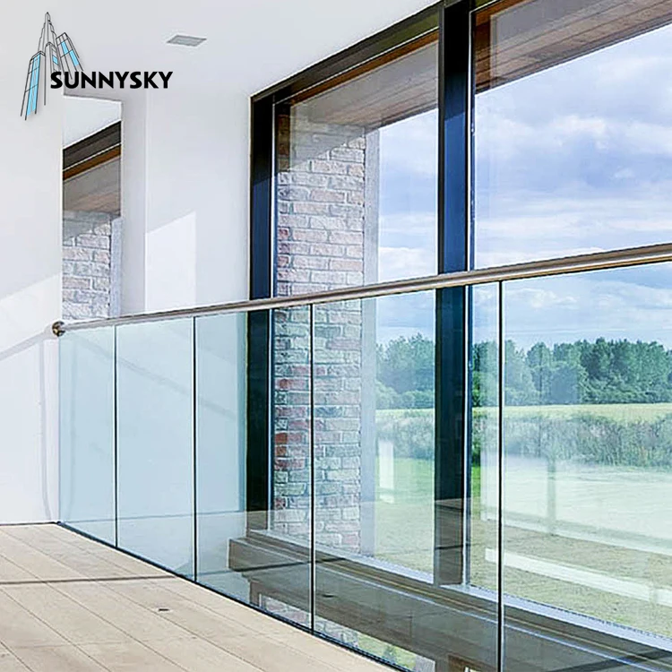 Modern style balustrade heat soaking tempered glass stair glass railing