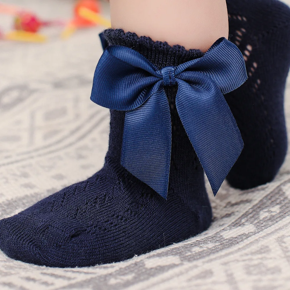  2021 New Arrivals spring summer Baby Girls Knit cotton hollow loop short Socks kids 0-5 Years children lace bow socks