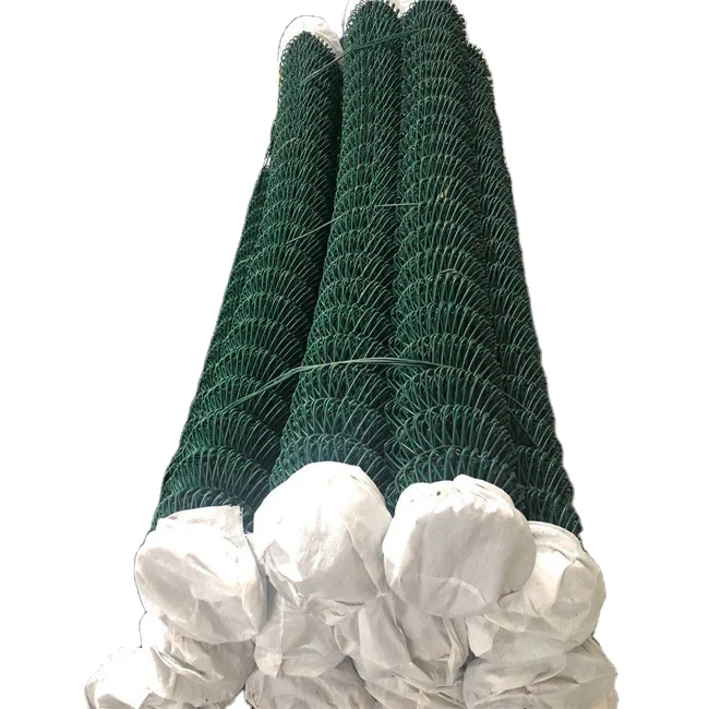 Factory Cheap Price Used Chain Link Fence Pvc Coated Black Chain Link Fence Low Carbon Steel Wire Highway Fence Iron Metal Green