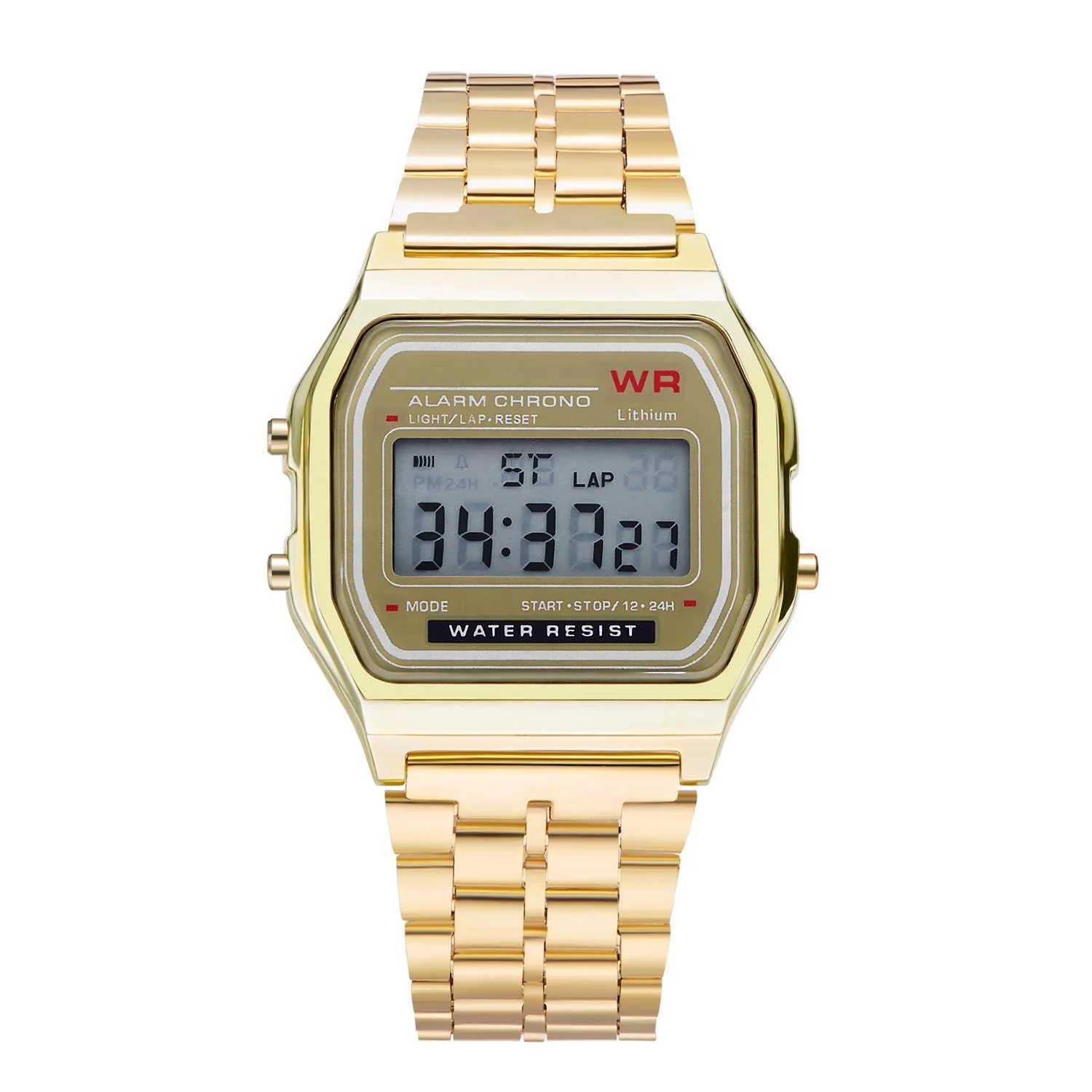 Hot selling C series square LED electronic watch alloy fashion multifunctional retro small gold watch