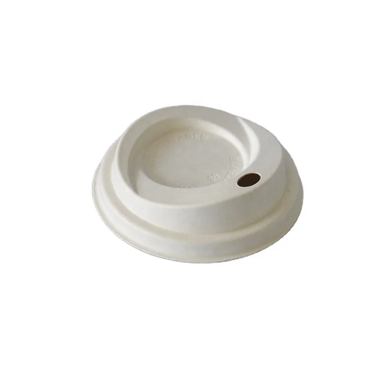 Yopack  hot selling 80/90 mm Disposable coffee cup lid biodegradable and compostable sugarcane bagasse pulp
