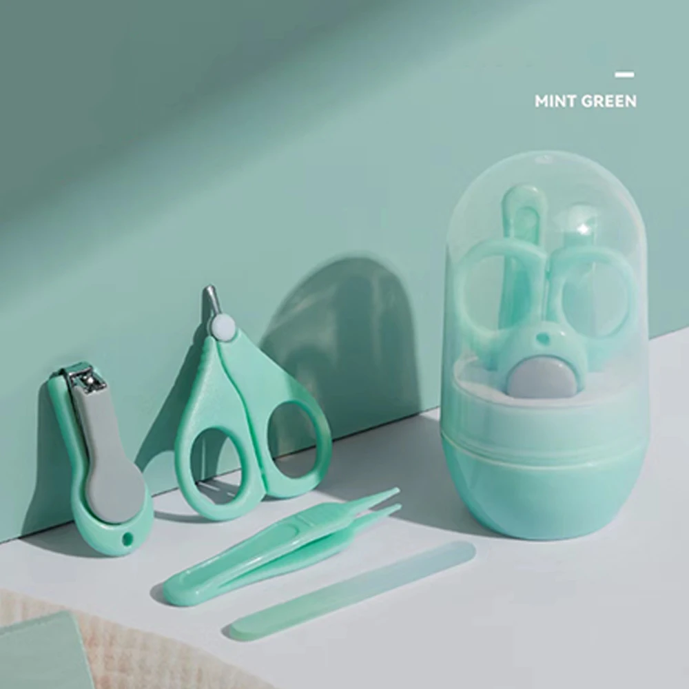 Baby Nail Care Set 4 In 1Baby Nail Clipper Baby Scissors Tweezers New Born Safe Manicure