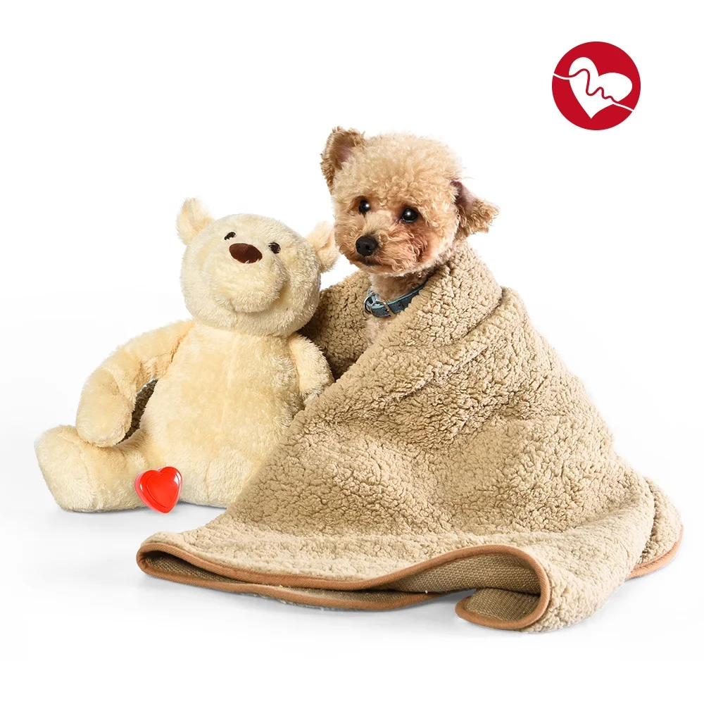 Pet Soothing Emotional Toy Fluffy Blanket Electric Heartbeat Pulse Hug Bear Cat Puppy Dog Plush Toy