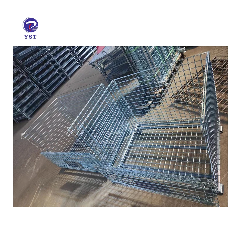 Warehouse heavy duty metal galvanized steel wire mesh pallet box