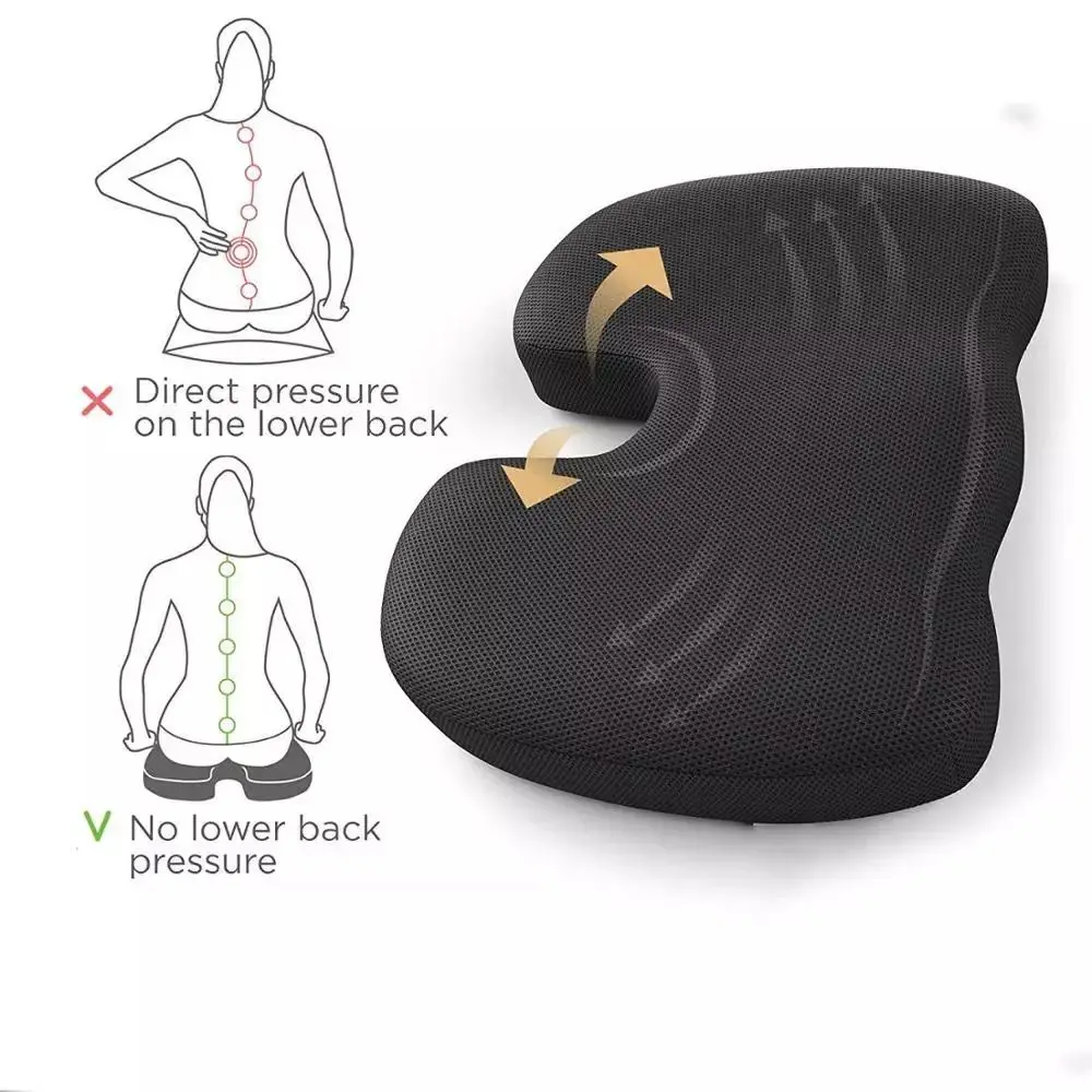 Improves Posture Coccyx Pain Rest Seat Cushion Sciatica Pain Relief Memory  Foam Seat Cushion