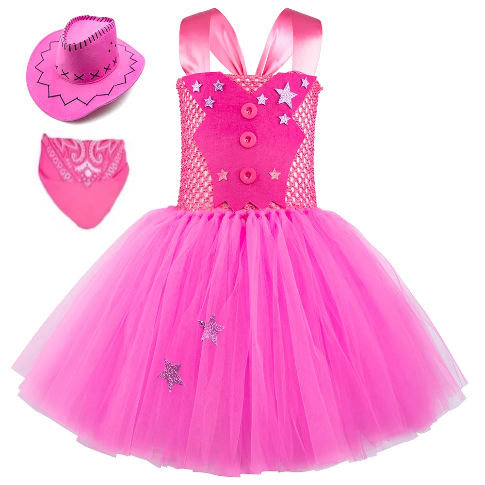 Newest Movie Hot Pink Dress Evening Cosplay Costume Real Life Film Dress Gown Halloween For Woman and Girls Tutu Dress