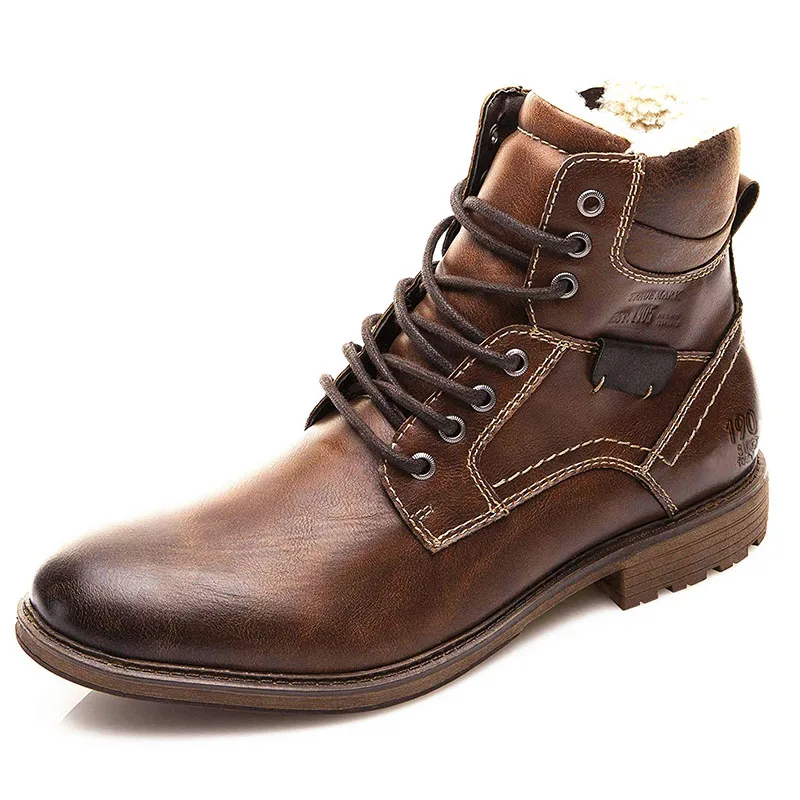 Men Knight Ankle Booties Fur Lining Chukka Chelsea Snow Boots Dress Formal Casual High Top Shoes
