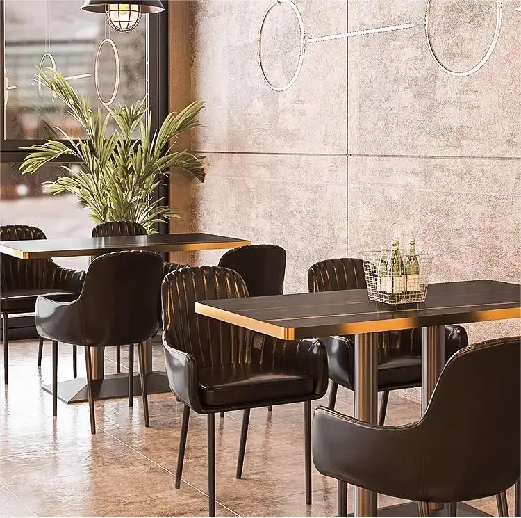 Hot Sale Restaurant Furniture Modern Booth Seating Black Color Leather Fast Food Table and Chair Set