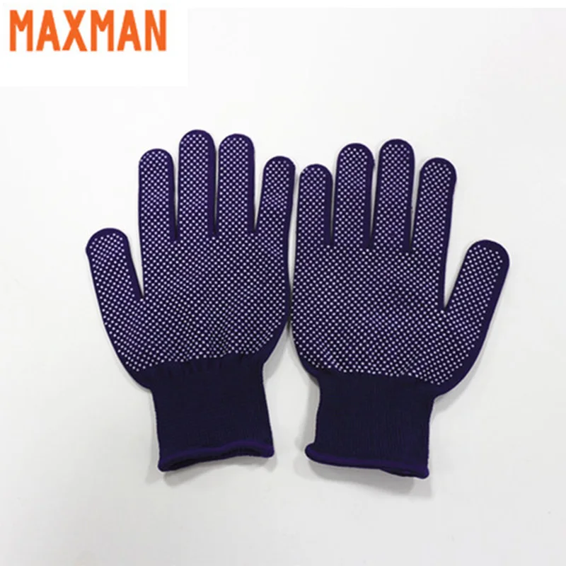 Four Strands Purple Rubber Plastic PVC Dot Palm Cotton Glove Garden Gloves Dotted Glove