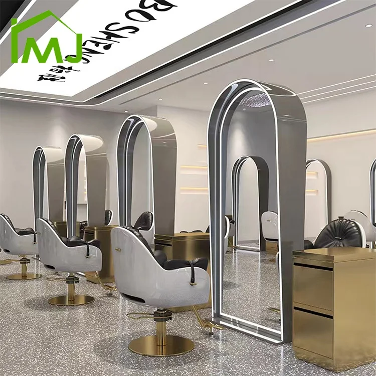 Beauty salon Hairdresser Standing LED Mirror Full length wall double-sided mirror