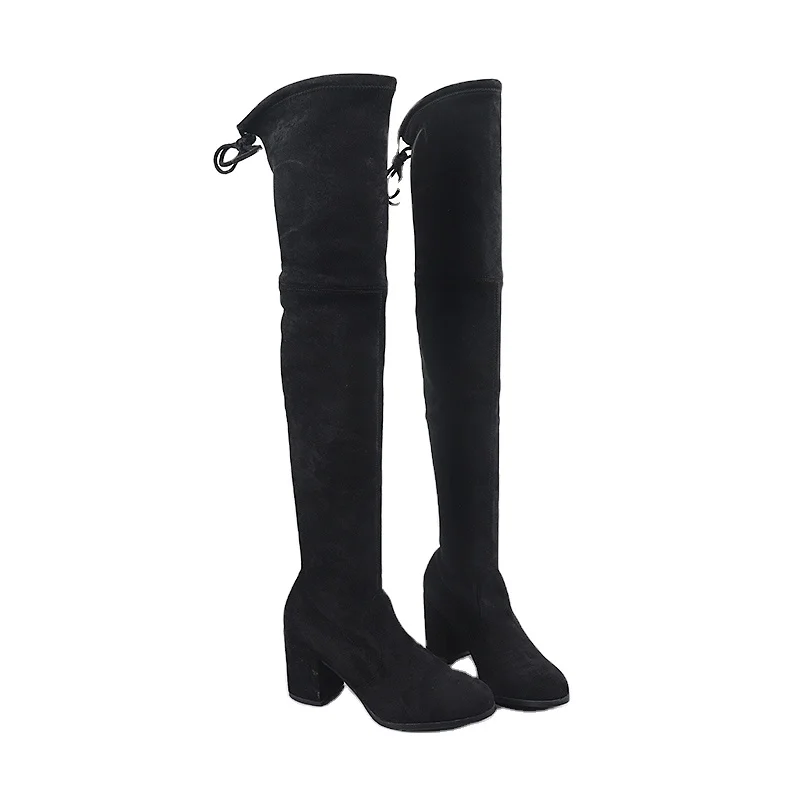 Women cheap classical winter stylish nice half chunky heel boots shoes