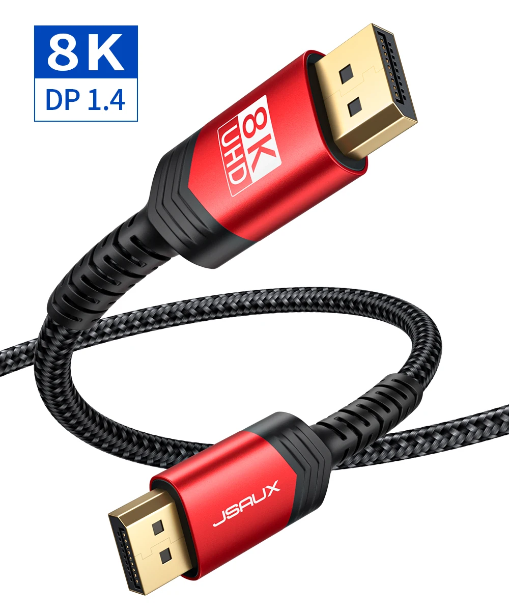 JSAUX High Quality DP Male To DP Male 3M Displayport Fiber Audio Cable 1.4 4K