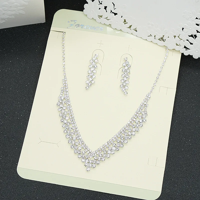 Wedding Bridal Austrian Crystal Necklace And Earring Accessories Luxury Fashion Jewelry Set For Women