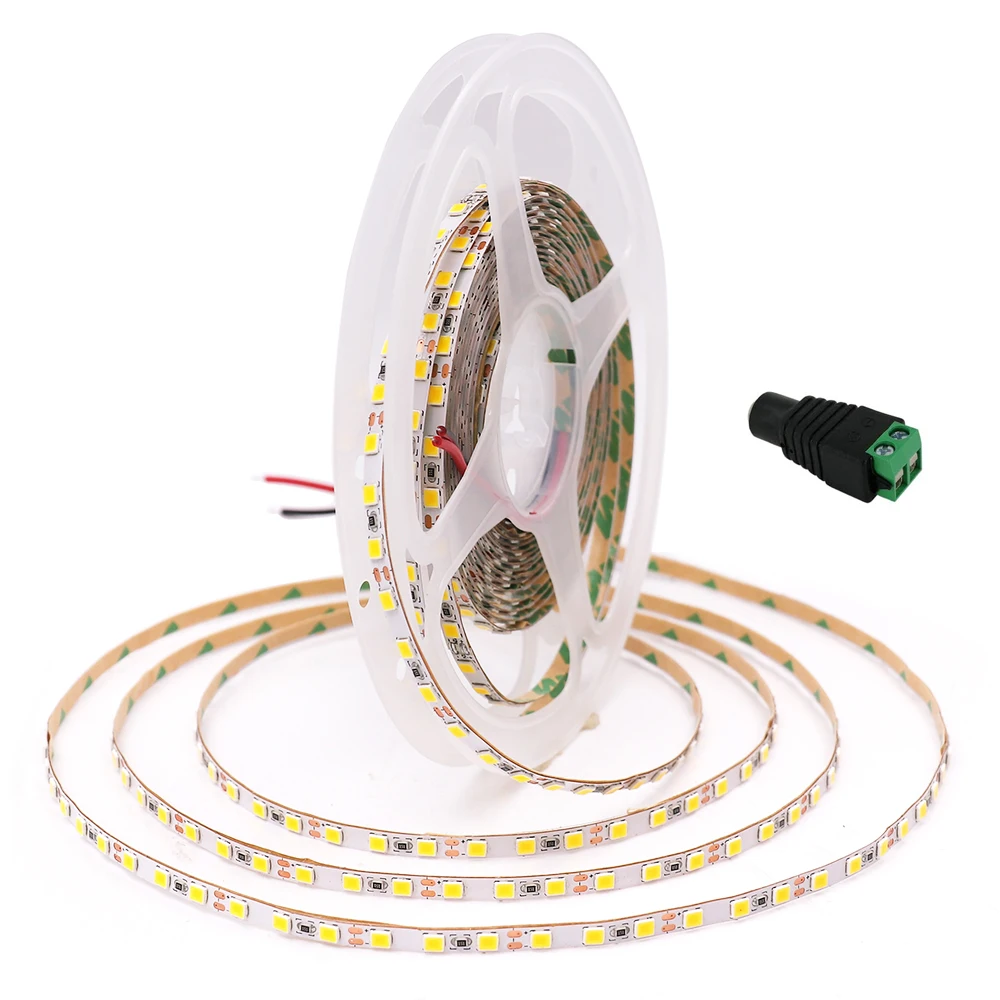 12v 4mm PCB LED Strip Light SMD 2835 LED Tape With DC Connector 120LED/m DC12V White Warm Natural Flexible Strip Lamp String