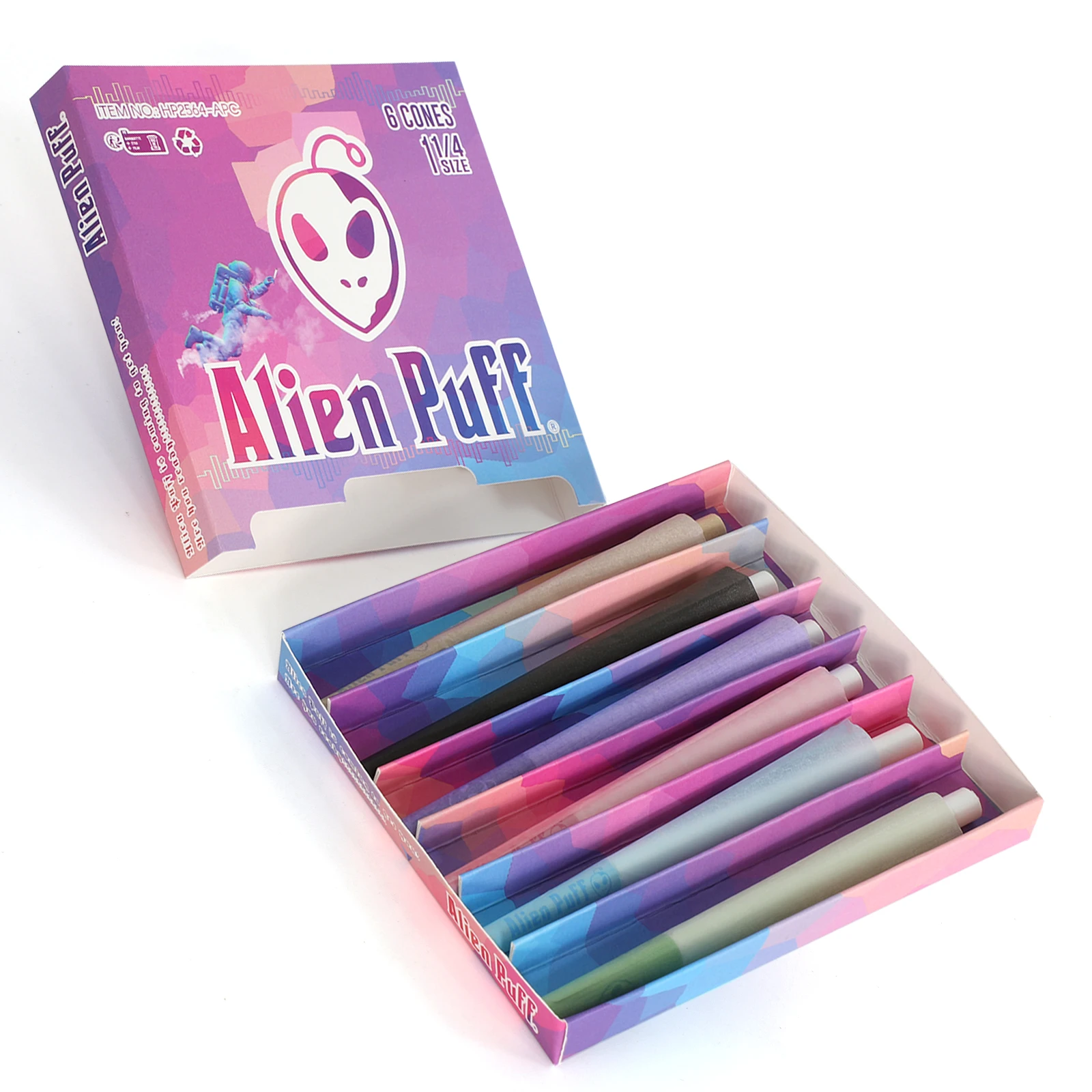 HP2564-APC AlienPuff  Kingsize Natural Organic Gum High Quality Paper Rolled Unbleached Brown Cones