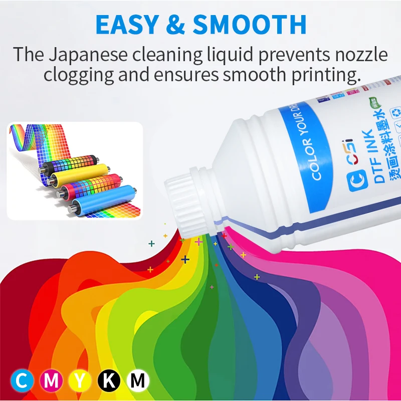 White1000ML Premium Color Bottle DTF Tinta Pigment Ink for E-pson XP600 L1800 L1300 L805 L800 Printer