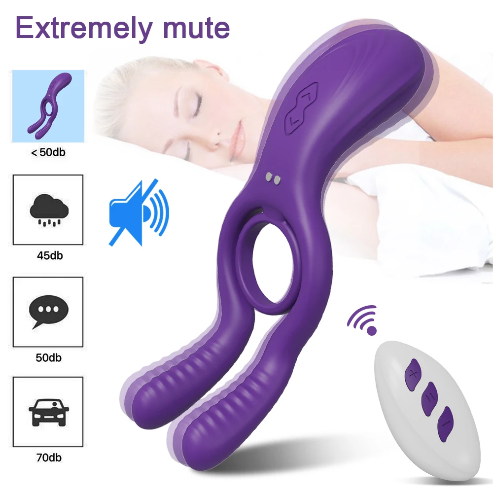 Rabbit Design Vibrating Cock Ring 10m Remote Control Penis Ring with 12 Vibration Modes Silicone Erection Rings for Men