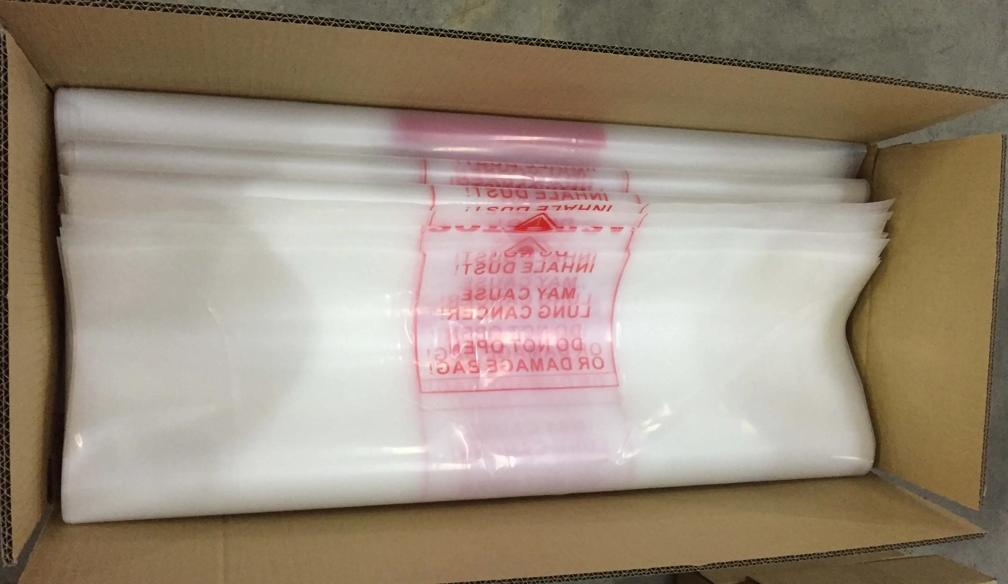 6 mil / 150 um thick LDPE plastic Asbestos waste bags for construction  1200mm x 90mm heavy duty  asbestos bag