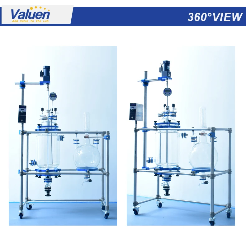 Valuen 20L Vacuum Reactor Glass Vessel In Chemical Laboratory Agitation Tank Glass Reactor Glass crystallization kettle