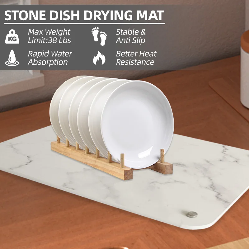 Hot Selling Marble Patterned fast Drying Super Absorbent  NonSlip  diatomaceous earth bath mat bath stone ma for Sink