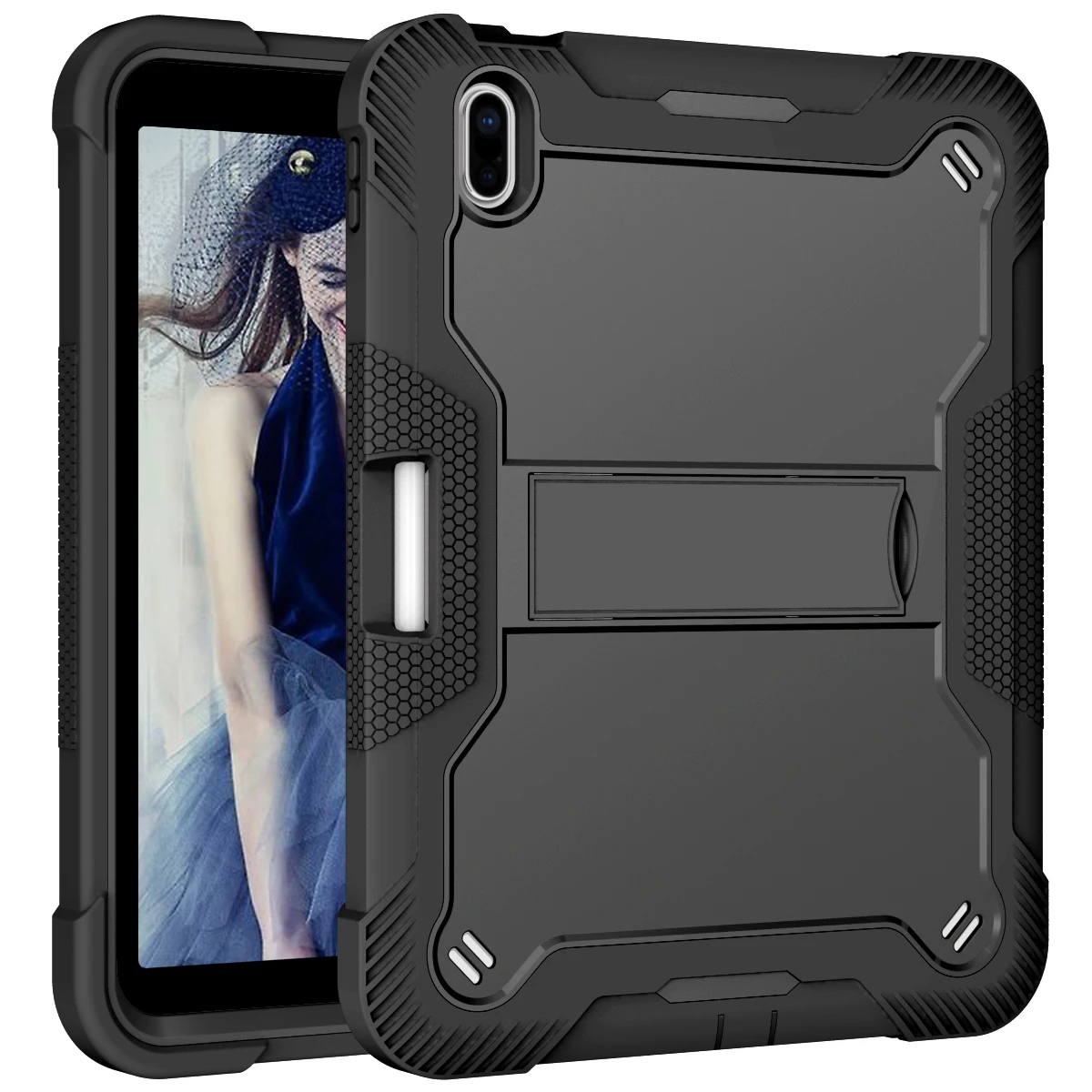 Defender Tablet Case for iPad 10.9 Inch 2022 10th Generation with Pencil Holder Kickstand Heavy Duty Shockproof Stand Cover