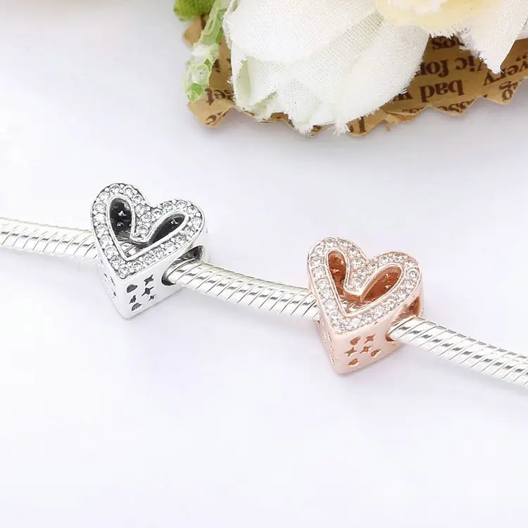 Factory Wholesale 925 silver Heart bangle charms